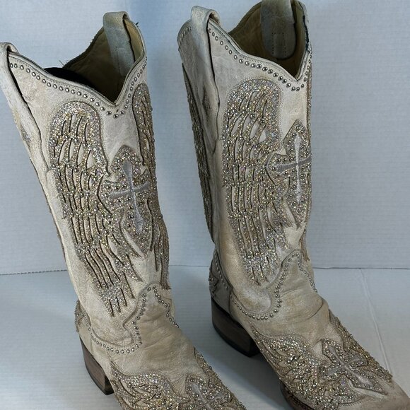 WOMENS SIZE 9.5 WHITE CORRAL BOOTS - Picture 3 of 16